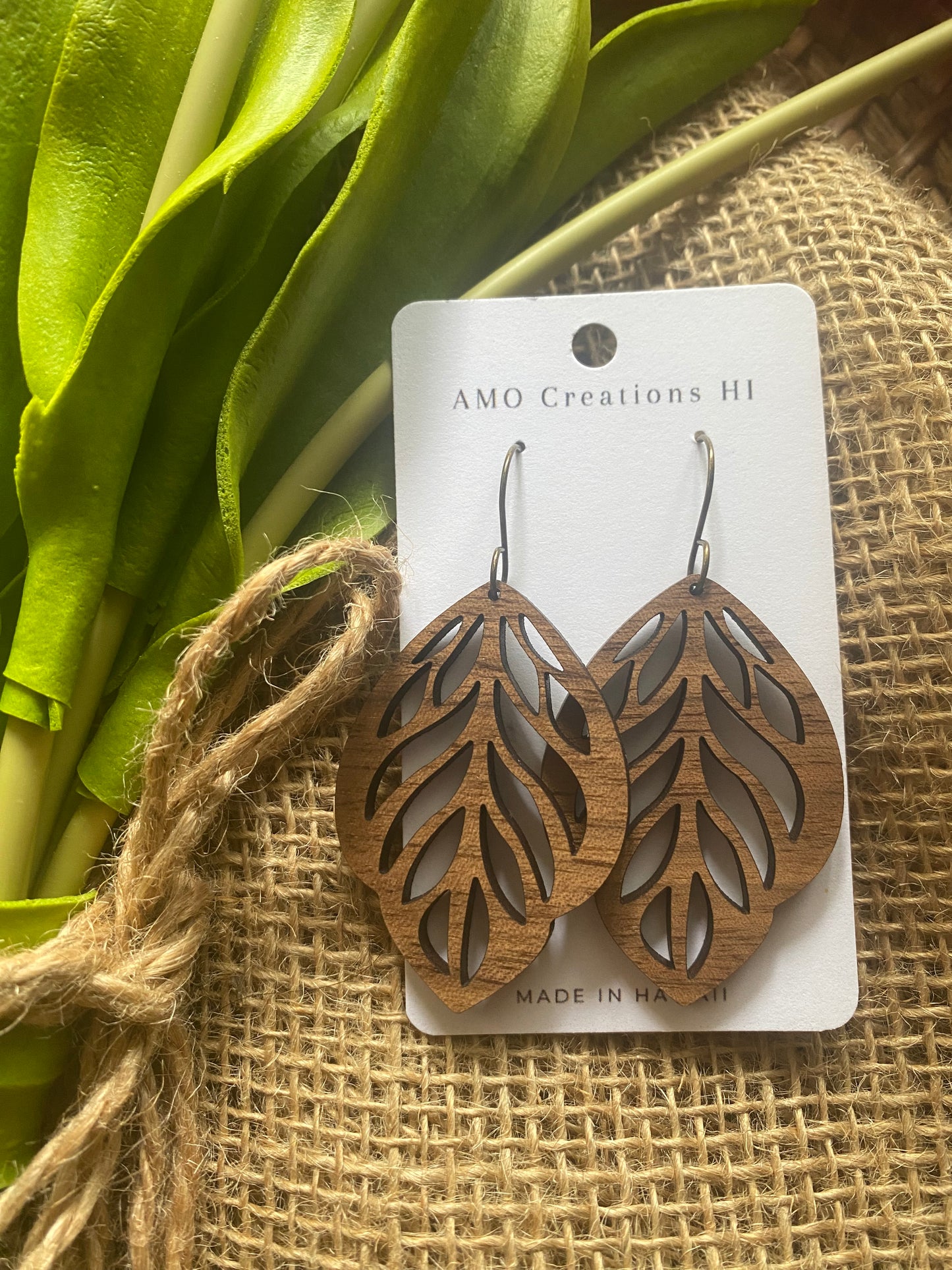 Wooden Leaf Earrings