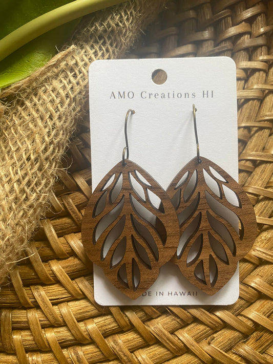 Wooden Leaf Earrings