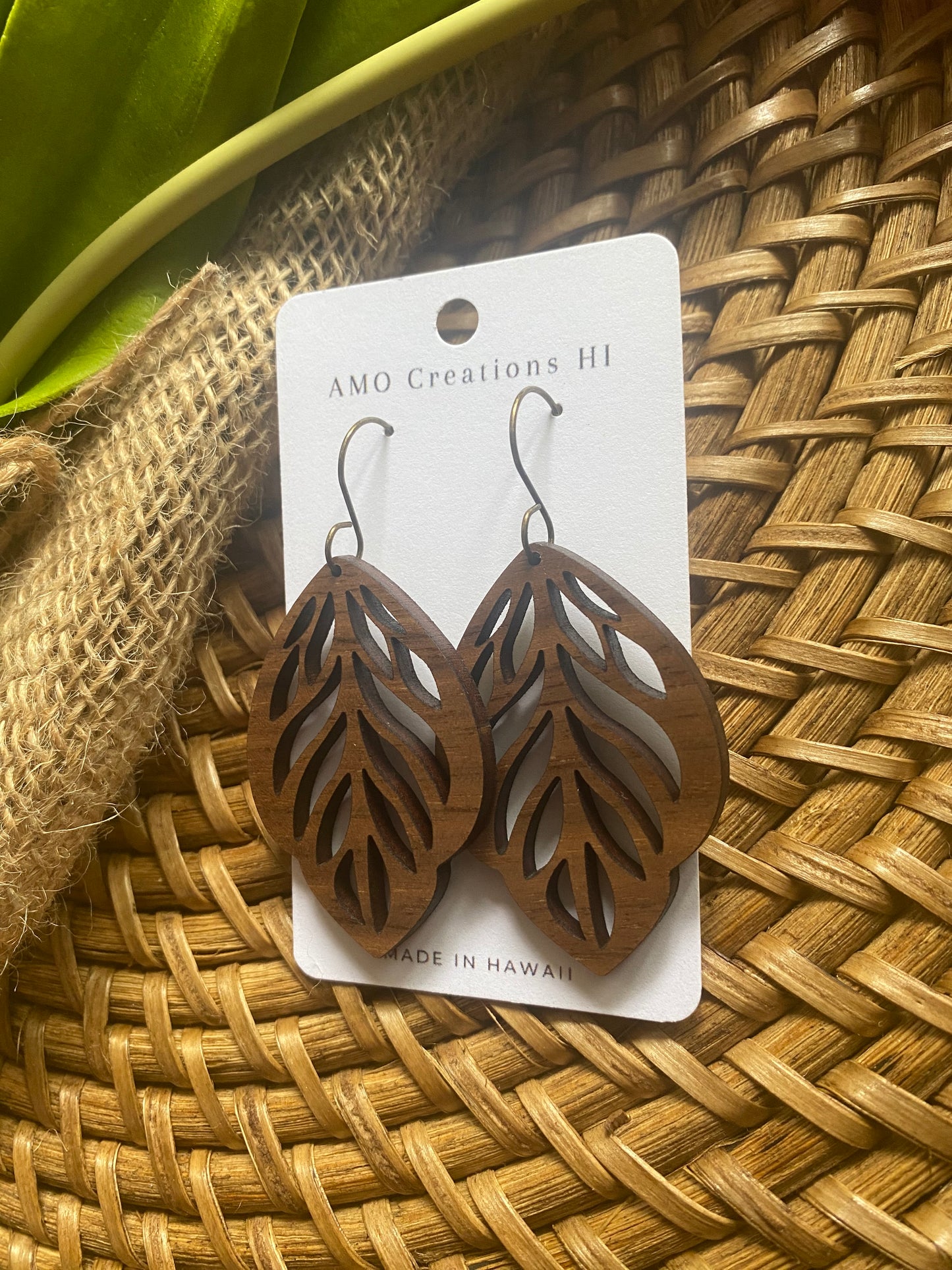 Wooden Leaf Earrings